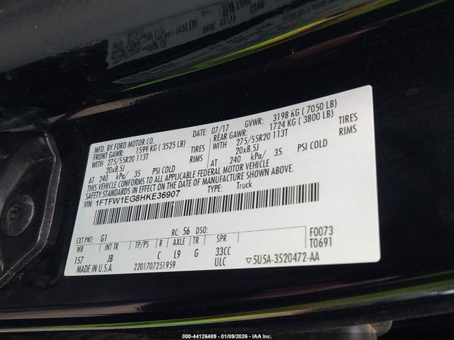 1FTFW1EG8HKE36907 Ford F-150 Xlt
