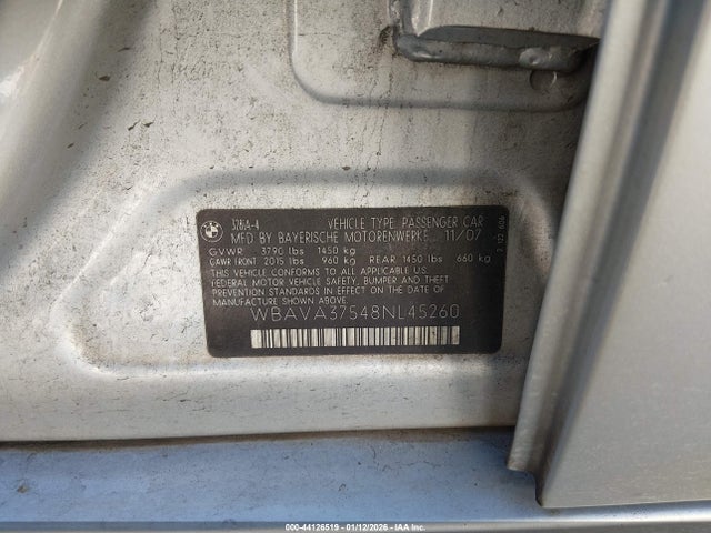 Продаж на аукціоні авто 2008 Bmw 328i, vin: WBAVA37548NL45260, номер лоту: 44126519