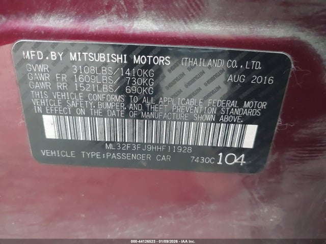 2017 MITSUBISHI MIRAGE G4 ML32F3FJ9HHF11928 Photo 8