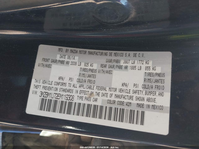 3MZBM1U72EM119308 Mazda Mazda3 I Sport