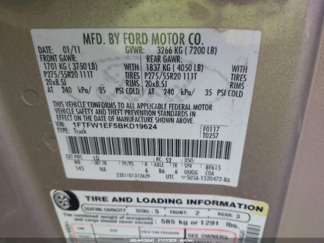 2011 FORD F-150 1FTFW1EF5BKD19624 Photo 8