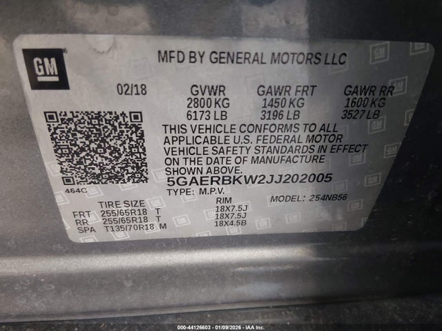 5GAERBKW2JJ202005 Buick Enclave Essence