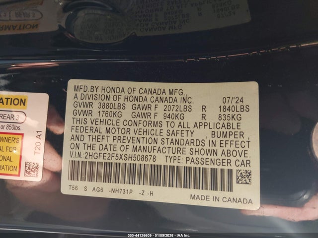 2HGFE2F5XSH508678 Honda Civic Sport