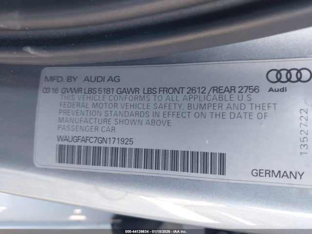 2016 AUDI A6 WAUGFAFC7GN171925 Photo 8