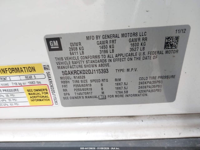 Продажа на аукционе авто 2013 Buick Enclave Leather, vin: 5GAKRCKD2DJ115393, номер лота: 44126638