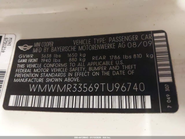 2009 MINI COOPER WMWMR33569TU96740 Photo 8