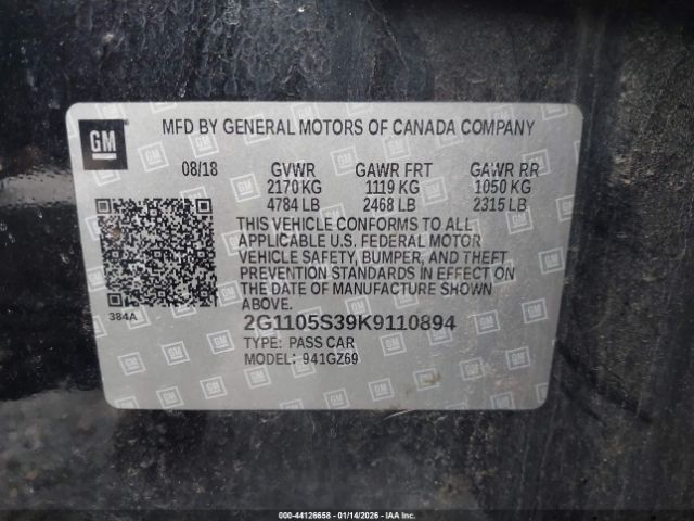 2019 CHEVROLET IMPALA 2G1105S39K9110894 Photo 8