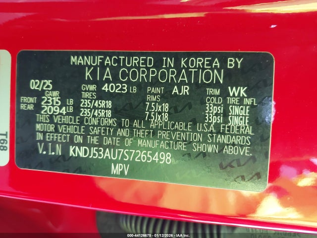 Aukcja sprzedaży 2025 Kia Soul Gt-line, vin: KNDJ53AU7S7265498, numer aukcji: 44126675