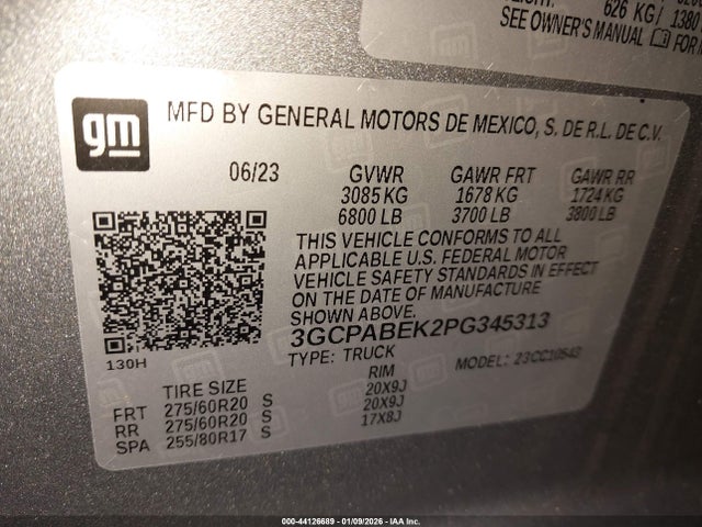 Chevrolet Silverado 1500 2wd Short Bed Custom 2023 3GCPABEK2PG345313 Image 9