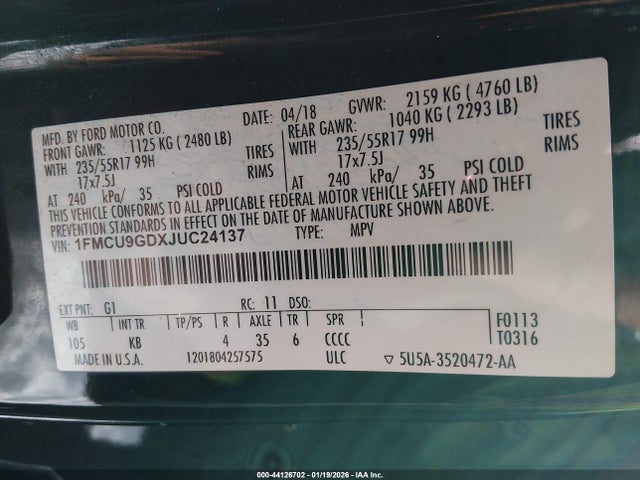 1FMCU9GDXJUC24137 Ford ESCAPE SE