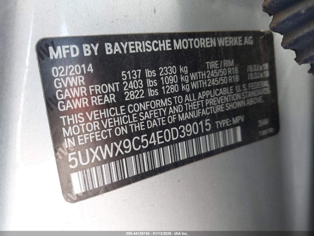 Aukcja sprzedaży 2014 Bmw X3 Xdrive28i, vin: 5UXWX9C54E0D39015, numer aukcji: 44126745