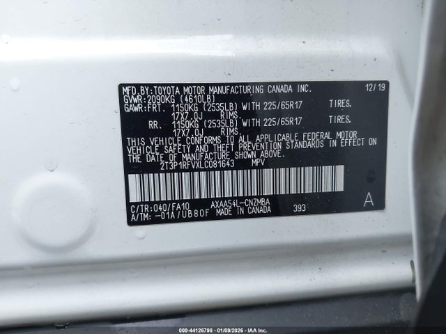 Toyota Rav4 Xle 2020 2T3P1RFVXLC081643 Image 9