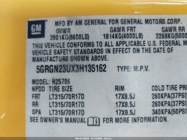 2003 HUMMER H2 5GRGN23UX3H135162 Photo 8