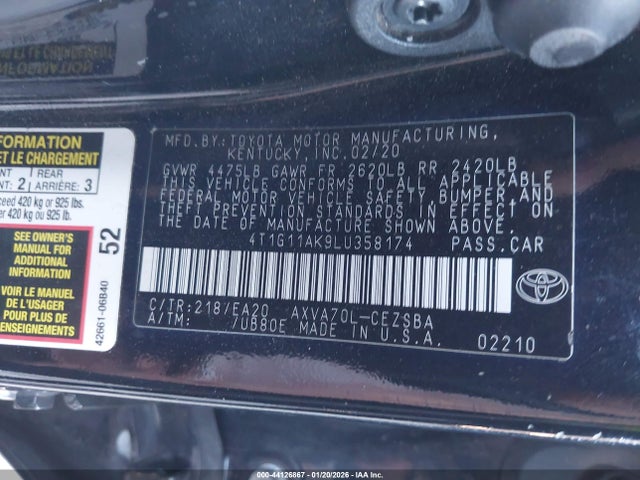 4T1G11AK9LU358174 Toyota CAMRY SE