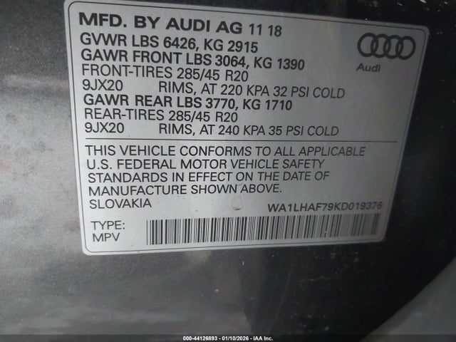 2019 AUDI Q7 WA1LHAF79KD019376 Photo 8