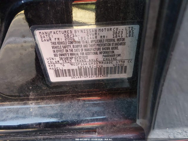 Nissan SENTRA S 2016 3N1AB7AP1GY321910 Image 9