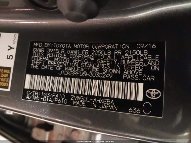 2017 TOYOTA PRIUS JTDKBRFU5H3030249 Photo 8