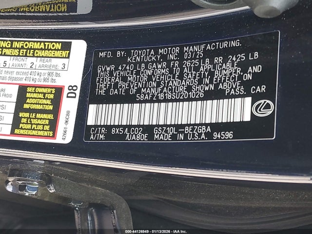 58AFZ1B18SU201026 Lexus Es 350 Ultra Luxury