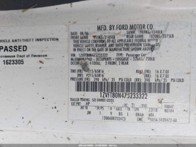 2007 FORD MUSTANG 1ZVFT80N475233322 Photo 8