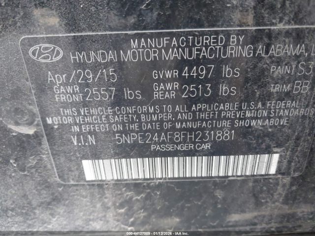 2015 HYUNDAI SONATA 5NPE24AF8FH231881 Photo 8
