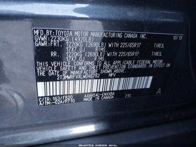 Toyota Rav4 Hybrid Le 2020 2T3MWRFVXLW046782 Image 9