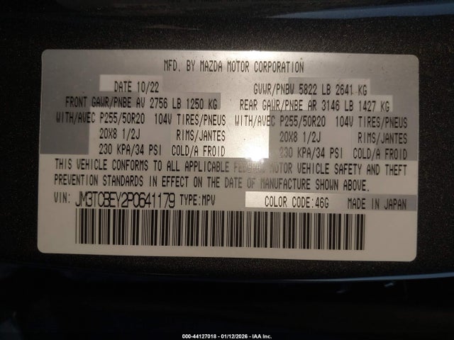 JM3TCBEY2P0641179 Mazda Cx-9 Signature