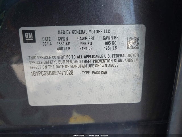 1G1PC5SB6E7471028 Chevrolet Cruze 1lt Auto