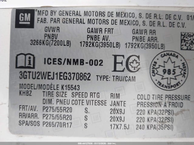 Продажа на аукционе авто 2014 Gmc Sierra 1500 Denali, vin: 3GTU2WEJ1EG370862, номер лота: 44127038