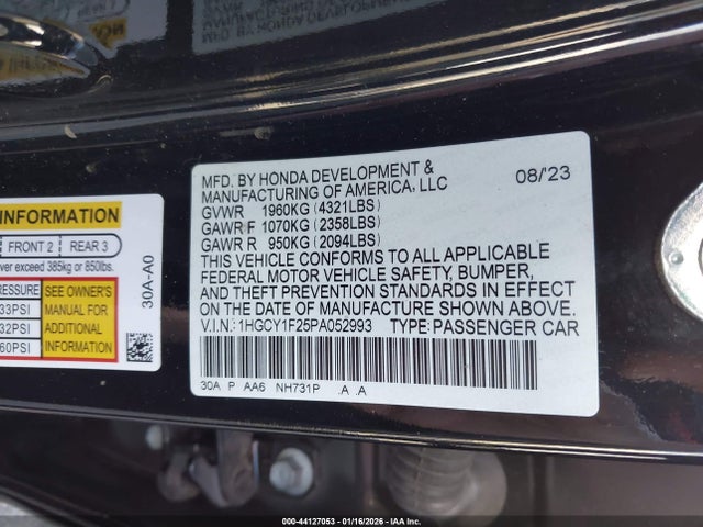 1HGCY1F25PA052993 Honda ACCORD LX