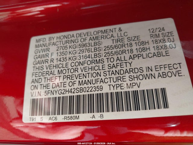 5FNYG2H42SB022359 Honda Pilot Ex-l