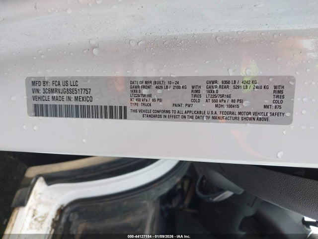 3C6MRVJG8SE517757 RAM Promaster 3500 Cargo Van Tradesman High Roof 159 Wb Ext