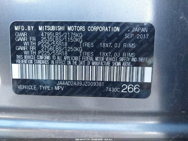 2018 MITSUBISHI OUTLANDER JA4AD2A39JZ009381 Photo 8