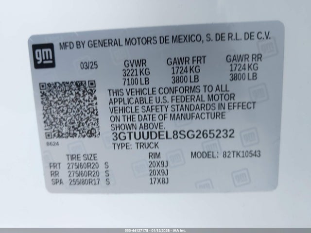 3GTUUDEL8SG265232 GMC SIERRA 1500