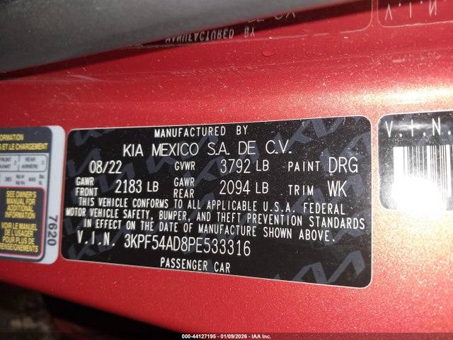 3KPF54AD8PE533316 KIA Forte Gt-line