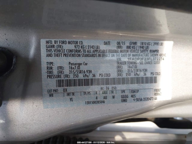 2015 FORD FOCUS 1FADP3F23FL372274 Photo 8