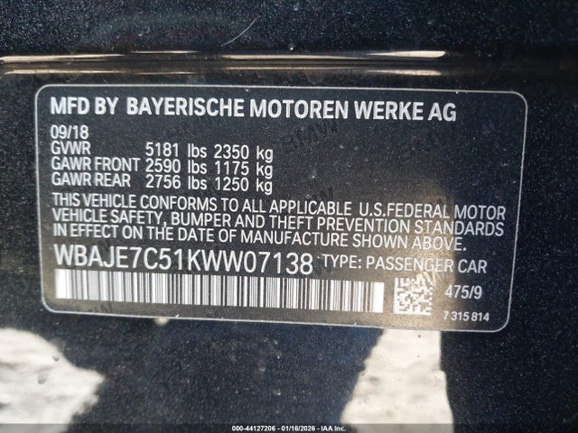 WBAJE7C51KWW07138 BMW 540i Xdrive
