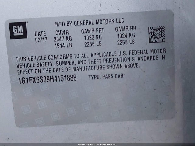 1G1FX6S09H4151888 Chevrolet Bolt Ev Premier