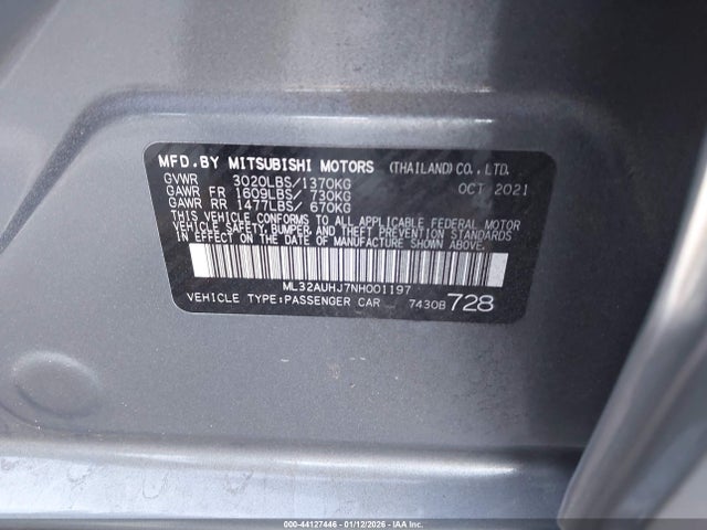 2022 MITSUBISHI MIRAGE ML32AUHJ7NH001197 Photo 8