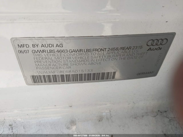2008 AUDI A4 WAUAF78E68A015133 Photo 8