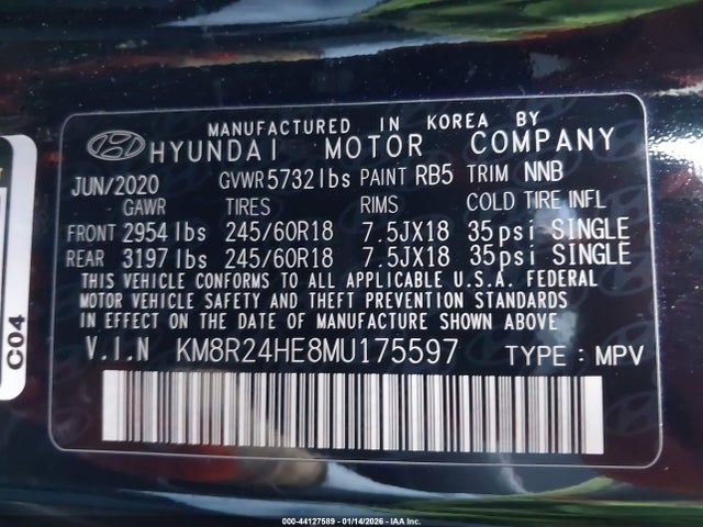 KM8R24HE8MU175597 Hyundai Palisade Sel
