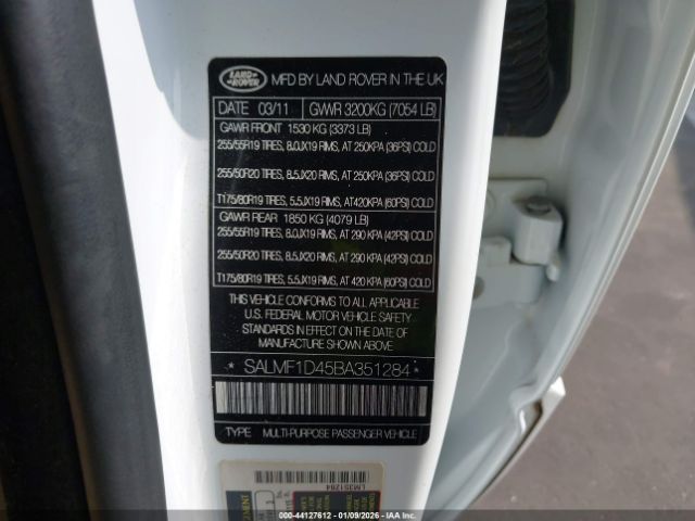 2011 LAND ROVER RANGE ROVER SALMF1D45BA351284 Photo 8