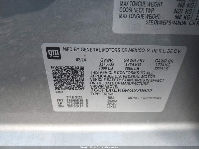 3GCPDKEK6RG279522 Chevrolet Silverado 1500 4wd Short Bed Lt With 2fl