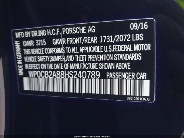 2017 PORSCHE 718 BOXSTER WP0CB2A88HS240789 Photo 8