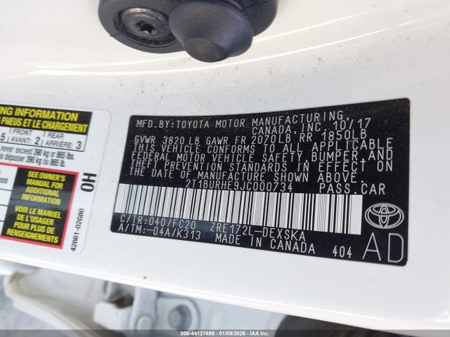 2T1BURHE9JC000734 Toyota Corolla L/le/xle/se/xse