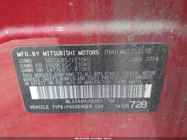 2014 MITSUBISHI MIRAGE ML32A4HJXEH017796 Photo 8