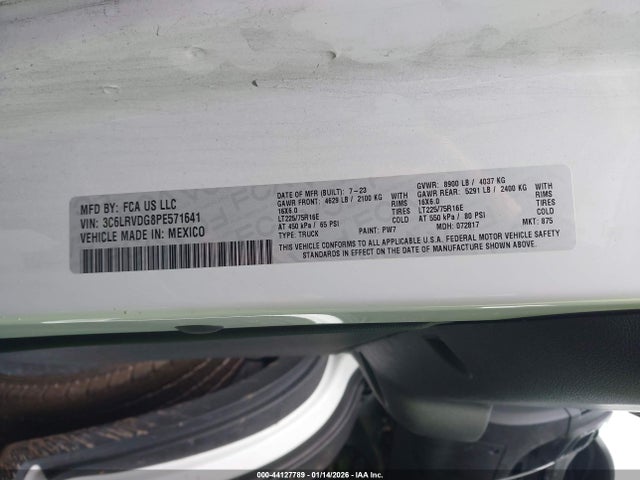 2023 Ram Promaster 2500 მანქანა იყიდება აუქციონზე, vin: 3C6LRVDG8PE571641, აუქციონის ნომერი: 44127789
