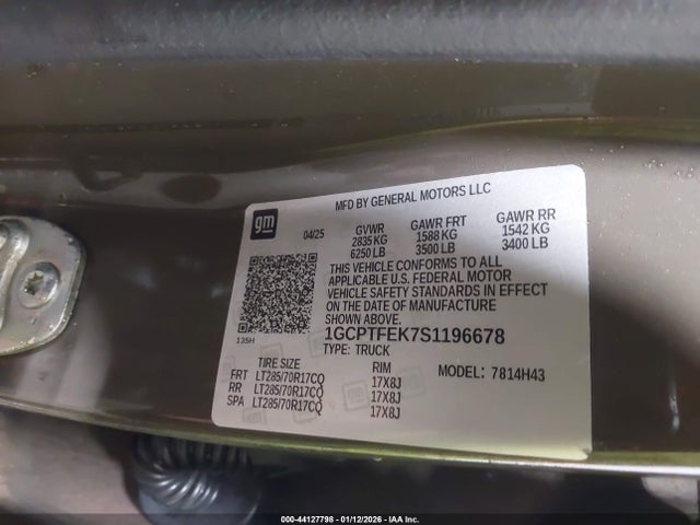 1GCPTFEK7S1196678 Chevrolet Colorado 4wd Zr2