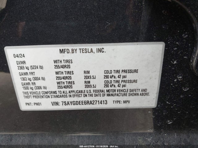 7SAYGDEE6RA271413 Tesla Model Y Long Range Dual Motor All-wheel Drive