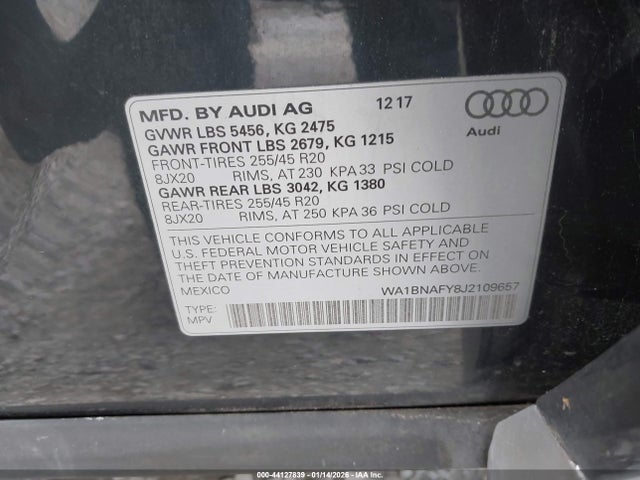 2018 AUDI Q5 WA1BNAFY8J2109657 Photo 8