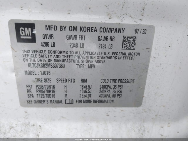 2021 CHEVROLET TRAX KL7CJKSB2MB307360 Photo 8